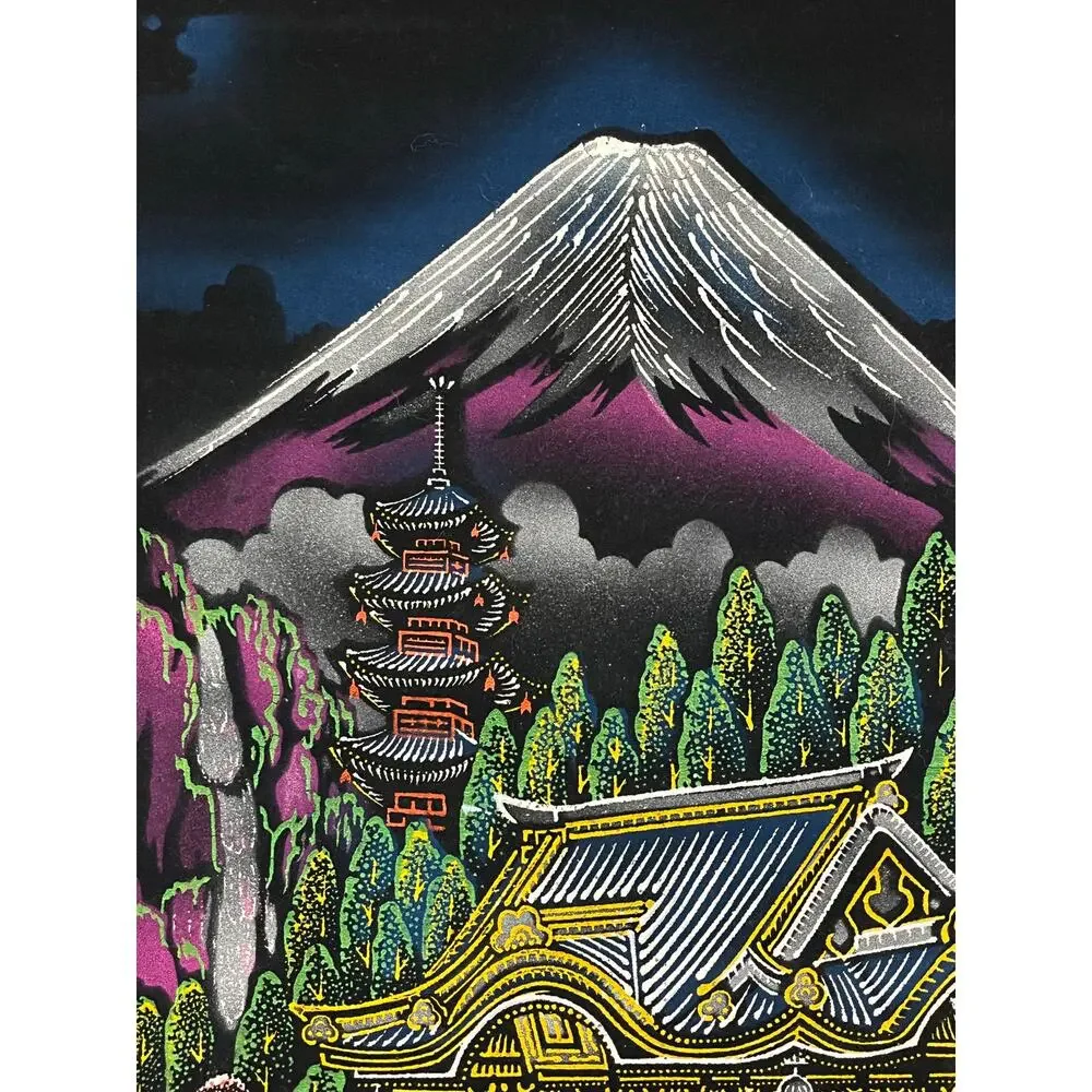 Japanese‎ Wall Scroll Temple Scene Textile Art Hanging Asian Decor Made in Japan